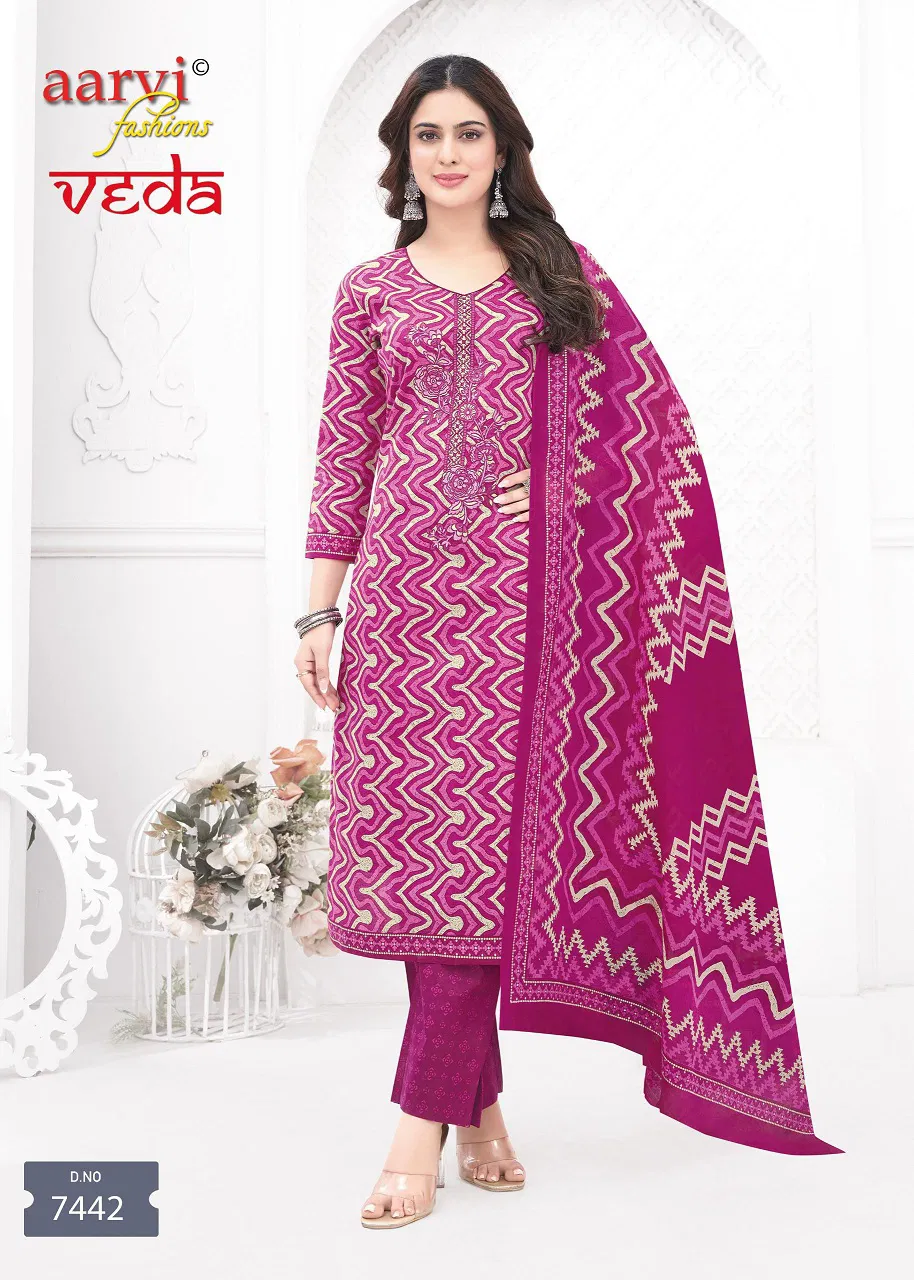 Veda Vol 1 By Aarvi Cotton Printed Kurti With Bottom Dupatta Online Wholesale